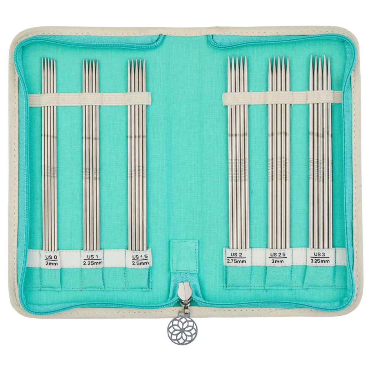 KnitPro Mindful Gracious Set - Stainless Steel Double Point Needles - 6 Sizes US 0, 1, 1.5, 2, 2.5 & 3